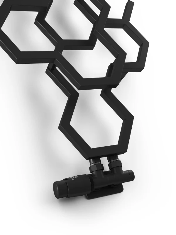 Terma Twins Left Sided All In One Integrated 50mm Valves With Pipe Masking Set For Hex Radiator Matt Black - TGETTWINLS95 3 Terma Twins Left Sided All In One Integrated 50mm Valves With Pipe Masking Set For Hex Radiator Matt Black - TGETTWINLS95