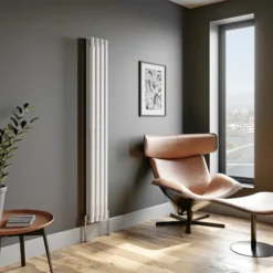 DuraTherm Vertical Oval Tube Double Panel Designer Radiator - 1800 X 240mm White