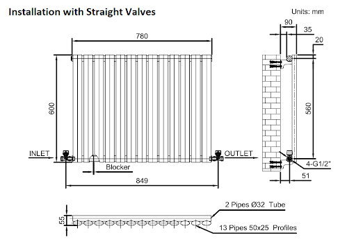 DuraTherm Horizontal Oval Tube Single Panel Designer Radiator - 600 X 780mm White 11 DuraTherm Horizontal Oval Tube Single Panel Designer Radiator - 600 X 780mm White - Image 9