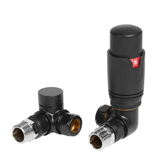 Towelrads Black 15mm Corner TRV And Lockshield Set - 123003 3 Towelrads Black 15mm Corner TRV And Lockshield Set - 123003