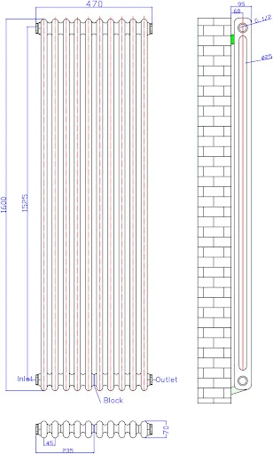 Park Lane Traditional Vertical Colosseum Double Bar Column Radiator White - 1600 X 470mm 6 Park Lane Traditional Vertical Colosseum Double Bar Column Radiator White - 1600 X 470mm - Image 4