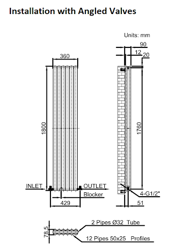 DuraTherm Vertical Oval Tube Double Panel Designer Radiator - 1800 X 360mm Anthracite 11 DuraTherm Vertical Oval Tube Double Panel Designer Radiator - 1800 X 360mm Anthracite - Image 9