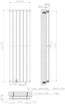 DuraTherm Vertical Double Flat Panel Designer Radiator - 1600 X 456mm Black -Heating Equipment Store 16caf2aa 83ff 4fb4 a390 9a93a2ba2f61