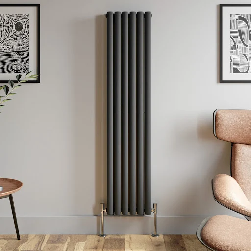 DuraTherm Vertical Oval Tube Double Panel Designer Radiator - 1600 X 360mm Anthracite 6 DuraTherm Vertical Oval Tube Double Panel Designer Radiator - 1600 X 360mm Anthracite - Image 4