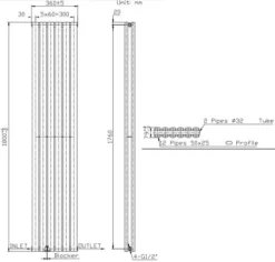 DuraTherm Vertical Oval Tube Double Panel Designer Radiator - 1800 X 360mm White -Heating Equipment Store 2110483c 5f10 4f9d b667 a95c089e9778
