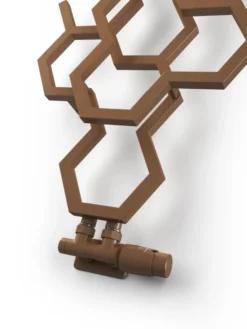 Terma Twins Right Sided All In One Integrated 50mm Valves With Pipe Masking Set For Hex Radiator Bright Copper - TGETTWINPBCO