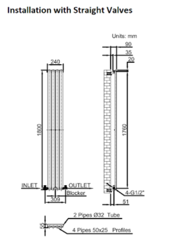DuraTherm Vertical Oval Tube Single Panel Designer Radiator - 1800 X 240mm Anthracite -Heating Equipment Store 39ad9884 f366 4975 9023 8548a071c59b