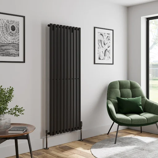 DuraTherm Vertical Oval Tube Single Panel Designer Radiator - 1600 X 600mm Black 4 DuraTherm Vertical Oval Tube Single Panel Designer Radiator - 1600 X 600mm Black - Image 2
