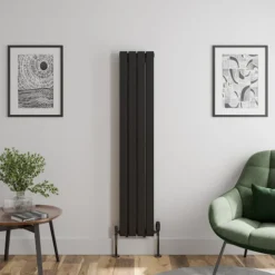 DuraTherm Vertical Double Flat Panel Designer Radiator - 1600 X 304mm Black