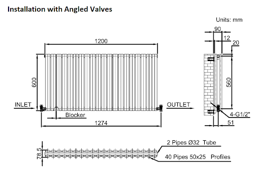 DuraTherm Horizontal Oval Tube Double Panel Designer Radiator - 600 X 1200mm Anthracite 11 DuraTherm Horizontal Oval Tube Double Panel Designer Radiator - 600 X 1200mm Anthracite - Image 9