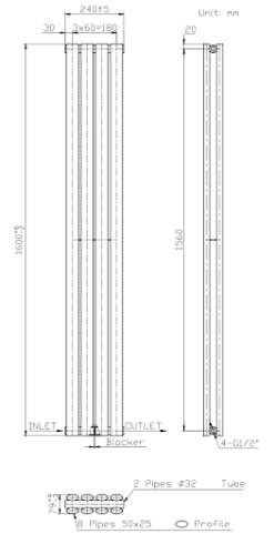 DuraTherm Vertical Oval Tube Double Panel Designer Radiator - 1600 X 240mm Anthracite -Heating Equipment Store 439ff134 d8ba 4c7a 9ab3 18ff66b96505