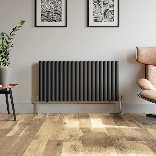 DuraTherm Horizontal Oval Tube Double Panel Designer Radiator - 600 X 1200mm Anthracite 4 DuraTherm Horizontal Oval Tube Double Panel Designer Radiator - 600 X 1200mm Anthracite - Image 2