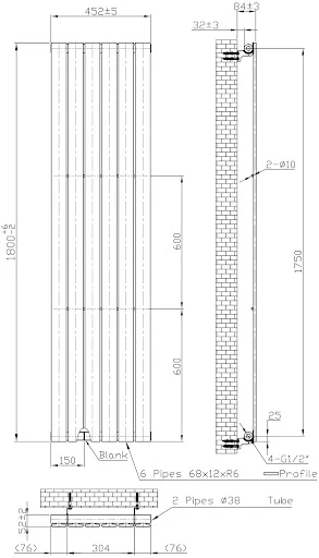 DuraTherm Vertical Single Flat Panel Designer Radiator - 1800 X 452mm Black 6 DuraTherm Vertical Single Flat Panel Designer Radiator - 1800 X 452mm Black - Image 4