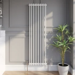 Park Lane Traditional Vertical Colosseum Double Bar Column Radiator White - 1600 X 470mm