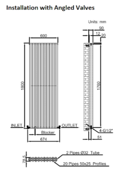 DuraTherm Vertical Oval Tube Double Panel Designer Radiator - 1800 X 600mm White -Heating Equipment Store 672946fb c880 4582 835c aacb639cc471
