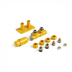 Terma Twins Left Sided All In One Integrated 50mm Valves With Pipe Masking Set For Hex Radiator Mustard - TGETTWINL104