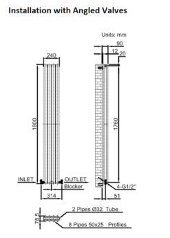 DuraTherm Vertical Oval Tube Double Panel Designer Radiator - 1800 X 240mm White -Heating Equipment Store 6ffbe3ec 3793 433f 9e30 03d36dd08668