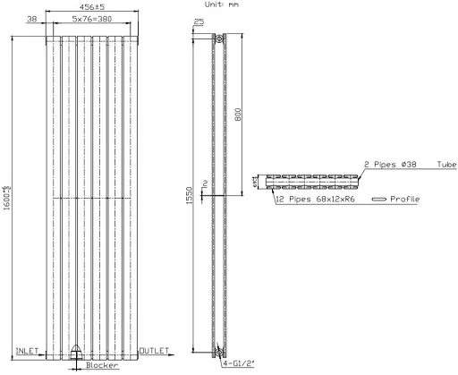 DuraTherm Vertical Double Flat Panel Designer Radiator - 1600 X 456mm White 9 DuraTherm Vertical Double Flat Panel Designer Radiator - 1600 X 456mm White - Image 7