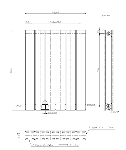 DuraTherm Horizontal Double Flat Panel Designer Radiator - 600 X 456mm Anthracite 9 DuraTherm Horizontal Double Flat Panel Designer Radiator - 600 X 456mm Anthracite - Image 7