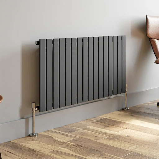 DuraTherm Horizontal Single Flat Panel Designer Radiator - 600 X 1212mm Anthracite 5 DuraTherm Horizontal Single Flat Panel Designer Radiator - 600 X 1212mm Anthracite - Image 3