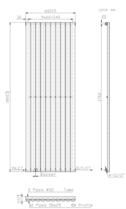 DuraTherm Vertical Oval Tube Single Panel Designer Radiator - 1800 X 600mm Anthracite -Heating Equipment Store 84f5d0e7 caaf 4cef bf5b 1875a35ae814