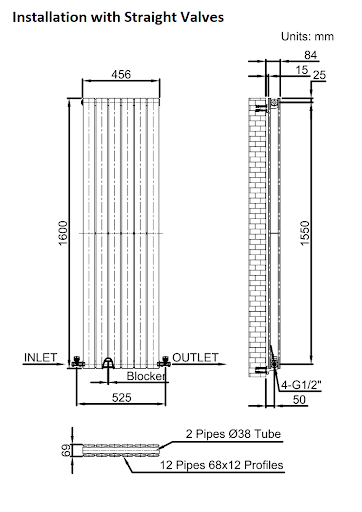 DuraTherm Vertical Double Flat Panel Designer Radiator - 1600 X 456mm White 11 DuraTherm Vertical Double Flat Panel Designer Radiator - 1600 X 456mm White - Image 9