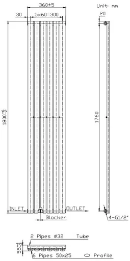 DuraTherm Vertical Oval Tube Single Panel Designer Radiator - 1800 X 360mm White 9 DuraTherm Vertical Oval Tube Single Panel Designer Radiator - 1800 X 360mm White - Image 7