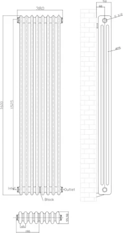 Park Lane Traditional Vertical Colosseum Triple Bar Column Radiator Black - 1600 X 380mm -Heating Equipment Store 938716bb 858b 4d75 b739 ce0c1784e597