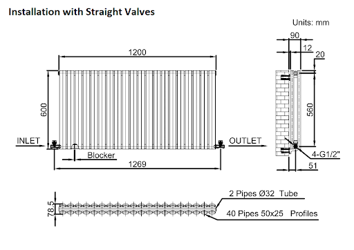 DuraTherm Horizontal Oval Tube Double Panel Designer Radiator - 600 X 1200mm Anthracite 10 DuraTherm Horizontal Oval Tube Double Panel Designer Radiator - 600 X 1200mm Anthracite - Image 8