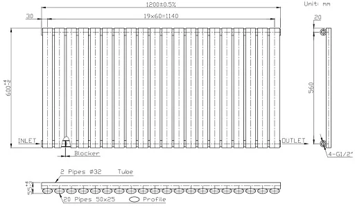 DuraTherm Horizontal Oval Tube Single Panel Designer Radiator - 600 X 1200mm White 9 DuraTherm Horizontal Oval Tube Single Panel Designer Radiator - 600 X 1200mm White - Image 7