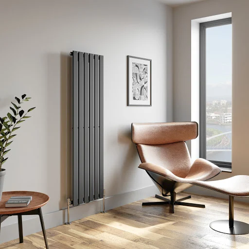 DuraTherm Vertical Single Flat Panel Designer Radiator - 1600 X 452mm Anthracite 3 DuraTherm Vertical Single Flat Panel Designer Radiator - 1600 X 452mm Anthracite