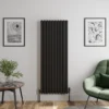 DuraTherm Vertical Oval Tube Double Panel Designer Radiator - 1600 X 600mm Black