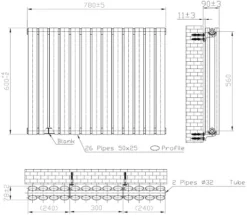 DuraTherm Horizontal Oval Tube Double Panel Designer Radiator - 600 X 780mm Black -Heating Equipment Store d388de41 d625 47fd acb5 afe1c185c6e4