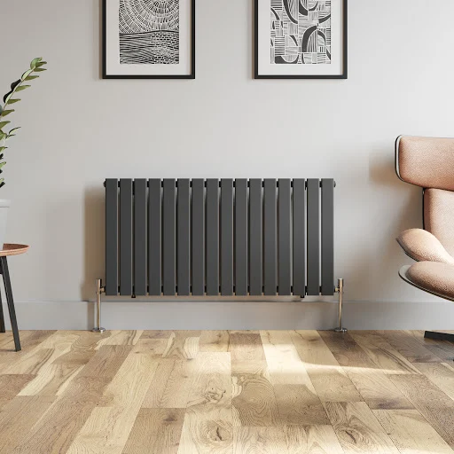 DuraTherm Horizontal Single Flat Panel Designer Radiator - 600 X 1212mm Anthracite 4 DuraTherm Horizontal Single Flat Panel Designer Radiator - 600 X 1212mm Anthracite - Image 2