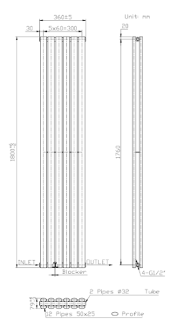 DuraTherm Vertical Oval Tube Double Panel Designer Radiator - 1800 X 360mm Anthracite 17 DuraTherm Vertical Oval Tube Double Panel Designer Radiator - 1800 X 360mm Anthracite -Heating Equipment Store ebe157f5 8d2c 4218 8b50 842076d7dac4
