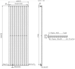 DuraTherm Vertical Oval Tube Single Panel Designer Radiator - 1800 X 600mm White -Heating Equipment Store ee37a641 cac6 4c23 8f56 f239b680f477