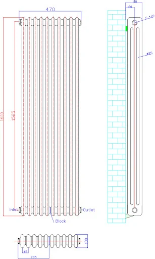 Park Lane Traditional Vertical Colosseum Triple Bar Column Radiator White - 1600 X 470mm 6 Park Lane Traditional Vertical Colosseum Triple Bar Column Radiator White - 1600 X 470mm - Image 4