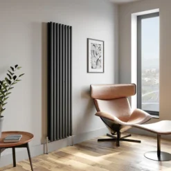 DuraTherm Vertical Oval Tube Double Panel Designer Radiator - 1800 X 480mm Anthracite